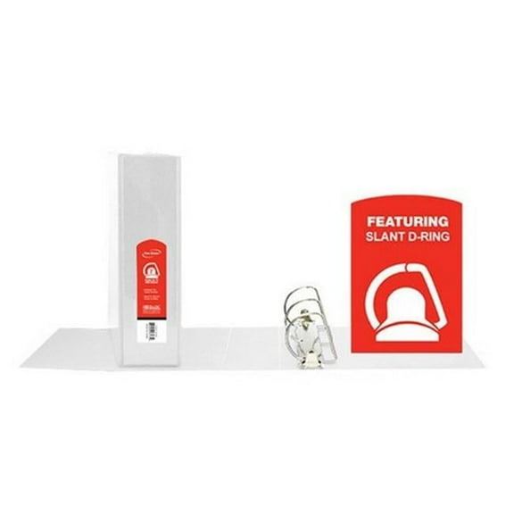 Bazic  3in. White Slant-D Ring View Binder w/ 2-Pockets Pack of 12 - White - 3 in.