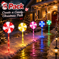 thumbnail image 2 of 5 Pack Christmas Solar Lollipop Pathway Lights, Multicolor Peppermint Candy Cane Stakes, 8 Modes Candy Cane Walkside Lights for Yard, Lawn, Christmas Holiday Decor, 2 of 10
