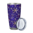 thumbnail image 2 of Cauagu blue purple Snowflake Pattern 20oz Tumbler,Stainless Steel Vacuum Insulated Tumbler with Lid Insulated Coffee Mug Thermal Cup with Splash Proof Sliding Lid-Straw Three-piece Set, 2 of 8