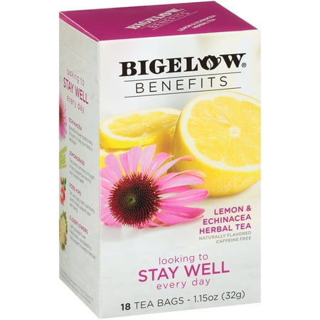 Bigelow Benefits Lemon & Echinacea Herbal Tea Bags  18 Ct