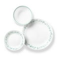 Corelle Country Cottage, White and Green Round 12Piece Dinnerware Set