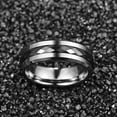 thumbnail image 3 of 8mm Silver High Polish Finish Middle Black Batch of Flowers Wedding Band Ring, 3 of 5
