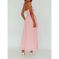 thumbnail image 5 of Cenuakty Women's Halter Long Dress Sleeveless Ruffle Trim Ruched Chiffon Dress Beach Vacation Dress, 5 of 7