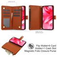 thumbnail image 2 of Decase for Google Pixel 7 Wallet Phone Case with Crossbody Lanyard Strap&Wrist Strip,Shockproof Stylish Zipper Pockets Case with Card Slots+Cash Slots,PU Leather Folio Book Design,Brown, 2 of 9