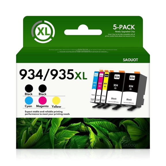 934XL 935XL Ink Cartridge 5 Pack Compatible with 934 935 XL High Yield Ink Cartridges Combo Pack for Officejet Pro 6830 6230 6835 6812 6815 6820 Printer(2 Black,1 Cyan,1 Magenta,1 Yellow)
