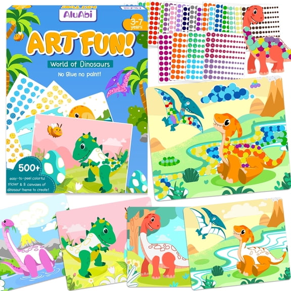 AluAbi Entry-level Version Dinosaur-Themed Dot-Dot Sticker Art Kit
