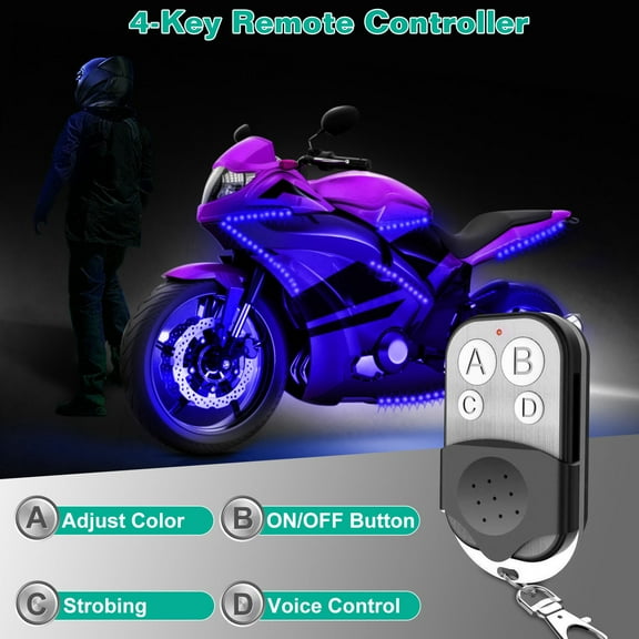 Motorcycle LED Light Strips, iMounTEK 6Pcs Neon Light Kits for Motorcycle Car, 12V RGB Atmosphere Lights with Remote Controlle