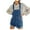 Blue, variant on Lovskoo Women's Casual Denim Bib Overall Shorts Adjustable Straps Cuffed Hem Shortall Rompers Blue