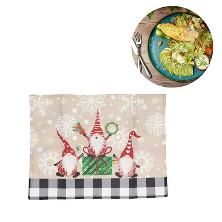 

Dining Table Mat Christmas-themed Placemat Rectangle Dining Table Heat-resistant Pad for Home Dining Room Restaurant Cafe