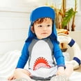 thumbnail image 5 of FAMTKT Baby Swimwear One-Piece Swimsuit Protective Sunsuit, Toddler Baby Boys Swimwear Long Sleeve Fish Modelling Printed Hoody One-Piece Swimming Suit, 5 of 7