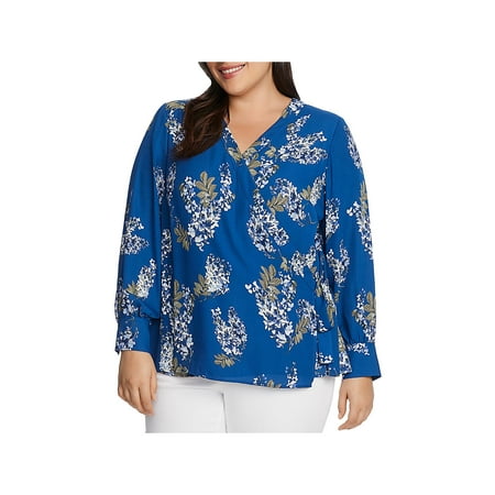 MSRP $99 Vince Camuto Plus Size Printed Faux-Wrap Top Size 3X