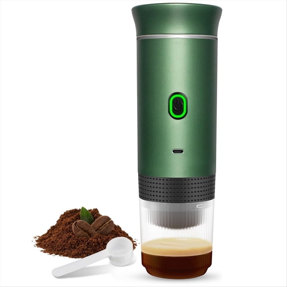 Wireless Electric Portable Espresso Coffee Machine Camping Coffee Maker Capsule Powder Travel Coffee Maker Green,1 * portable coffee maker 1 * usb cable 1 * spoon,Green