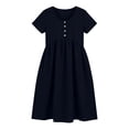 thumbnail image 4 of Tauxra V-Neck Short Sleeve Long Shirt Dress with Pockets for Women Solid Color Summer Casual, 4 of 9