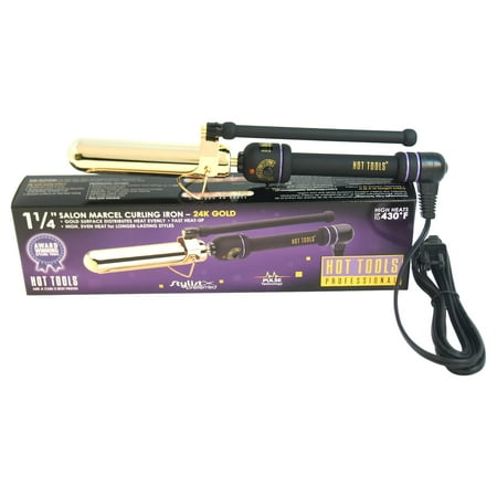 Hot Tools Professional Marcel Curling Iron - Model # 1130CN - Gold/Black - 1.25 Inch Curling (Best Curling Iron For African American Natural Hair)
