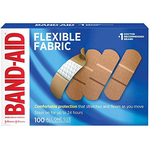 Band-Aid Brand Flexible Fabric Adhesive Bandages for Wound Care and First Aid, All One Size, 100 Count