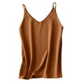 thumbnail image 2 of Fartey V Neck Tank Tops for Women 2025 Trendy Spaghetti Strap Camis Top Summer Solid Color Sleeveless Camisoles Loose Casual Beach Vacation Tanks Brown M, 2 of 3