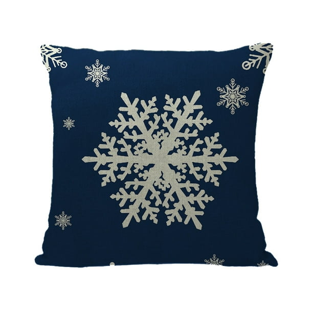 Funda De Cojín Navideña Con Copos De Nieve, Alce, Árbol De Navidad Y Papá Noel, De Lino, Para Sofá
