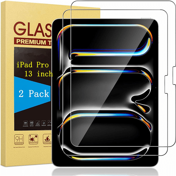 FANGQIULI 2 Pack Screen Protector for iPad Pro 13" 2025 (M5)/2024 (M4) 9H  Tempered Glass Protector, Tempered Glass Film for iPad Pro 13" -2Clear