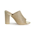 thumbnail image 3 of BLISSFUL STEP Women's Glitter Slip on Mules Chunky Heel Sandals Gold 9, 3 of 6