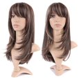 thumbnail image 1 of Perruque Synthétique Bouclée Longue avec Franges Cheveux Courts Perruques Résistant à la Chaleur Pleine Perruque Pleine Tête pour les Femmes Blondes, 1 of 4
