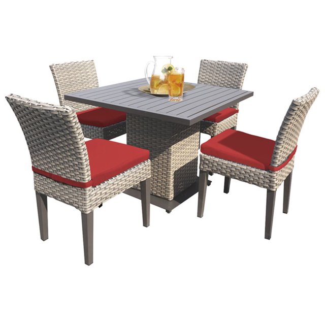 TK Classics Oasis Square Patio Dining Table with 4 Chairs in Terracotta