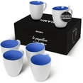 thumbnail image 1 of TRAHOO-- 6 x 350 ml Stoneware Coffee Mug/Cup Set - Le Papillon Collection (White-Blue), 1 of 4