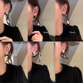 thumbnail image 3 of Pendientes de perlas para mujer, de plata 925, con orificio para la oreja y aguja, con espiral antimosquitos, pendientes con clip para la oreja, gran sentido, 3 of 6