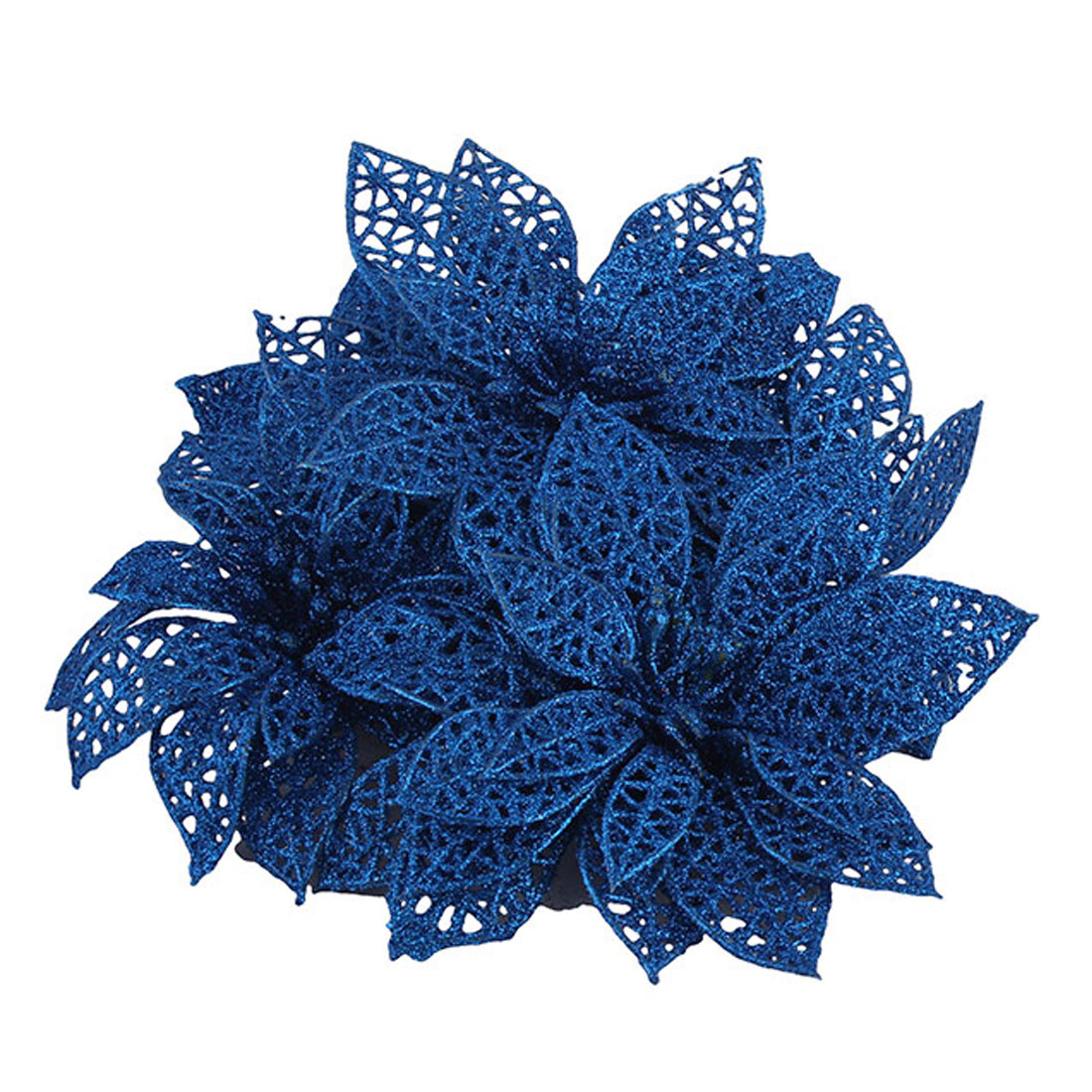 Unique Bargains 10Pc Christmas Tree Decorative Ornaments Artificial Flowers Dark Blue