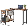 thumbnail image 1 of Table d'Appoint Rotative Table d'Extrémité Pivotante avec Station de Recharge et Sac de Rangement Supplémentaire, Table d'Extrémité Mobile avec 6 Roues de Frein pour Chambre Salon, 1 of 8