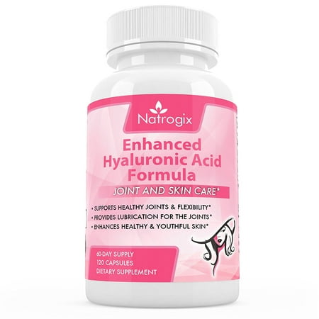 Natrogix Acide Hyaluronique 120 mg / portion - 120 Vcaps, avec du collagène de type II et Chrondroitin Sulfate, soutien santé des articulations et la peau Juvénile, (60 jours d'approvisionnement)