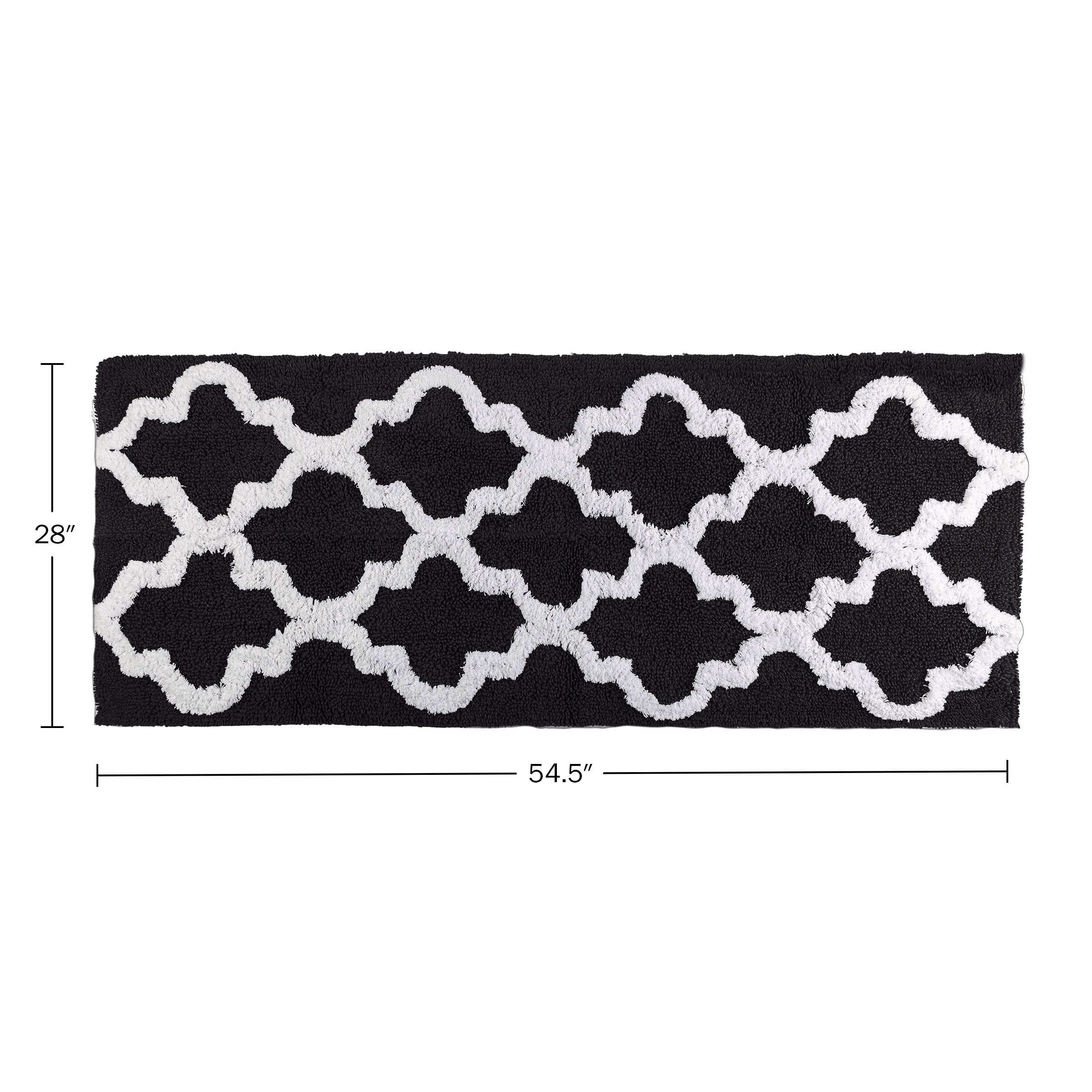 Lavish Home 24 x 60 Inch Bathroom Rug - Non Slip Cotton Bath Mat (Black)