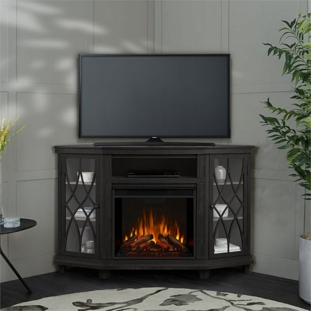 Real Flame Lynette Corner Fireplace TV Stand in Gray Walmart