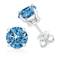 thumbnail image 2 of 10K White Gold Lab Grown Diamond 4-Prong Classic Solitaire Earrings (VVS2-VS1 Clarity) - Your Choice of Blue, Pink, and White and Carat Weight, 2 of 6