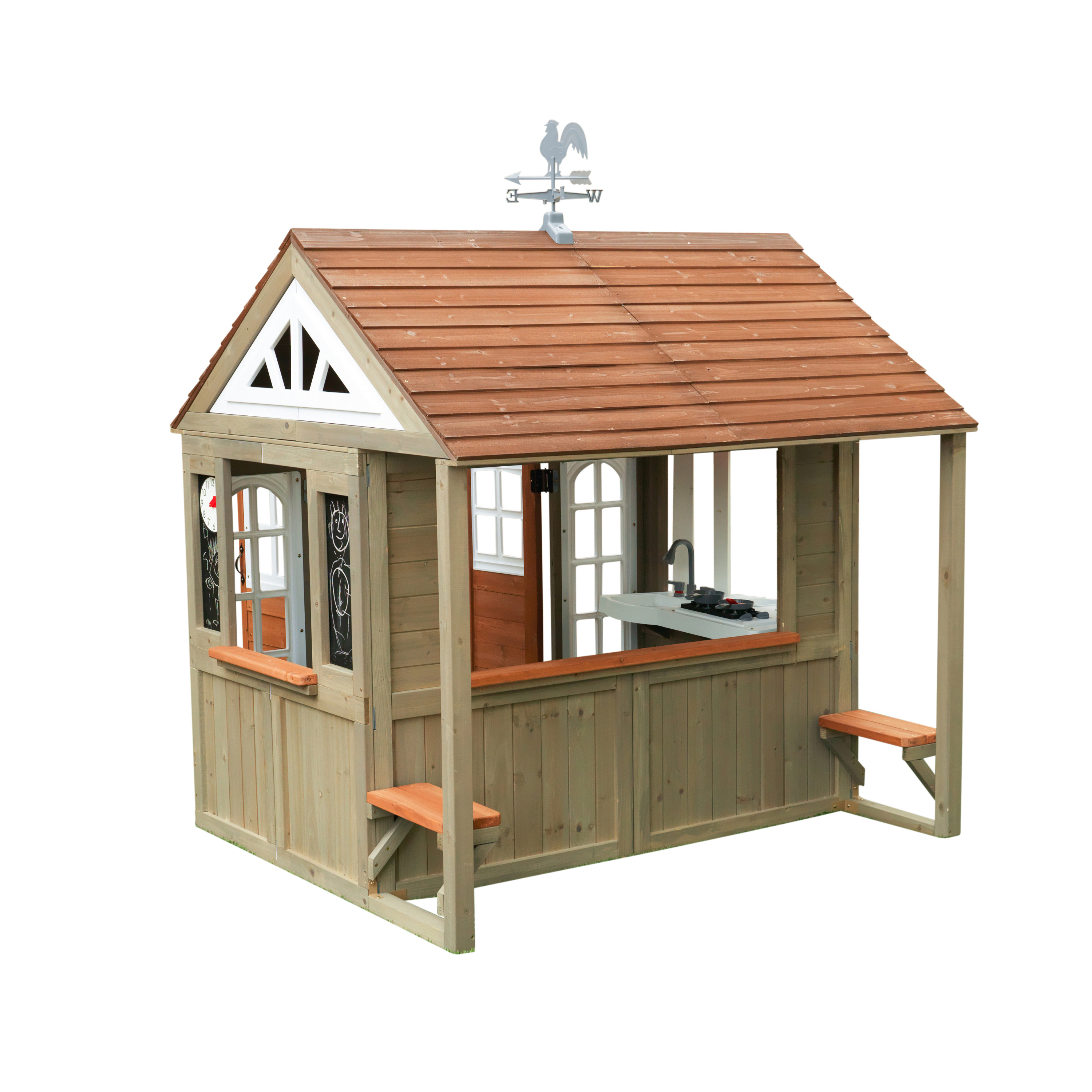 KidKraft Country Vista Wooden Outdoor Playhouse with Double Doors, Play Kitchen & Benches - image 5 of 28