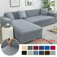 thumbnail image 1 of Housse de Canapé Élastique Extensible Couleur Unie Grise Nécessite Commande 2 Pcs Housse de Canapé Si l-style fundas Canapés avec Housse de chaise longue pour Canapé, 1 of 1