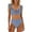 Blue, variant on Swimsuits for Women High Waist Striped Print Bikini Set Ruffle Trim Sexy Two Piece Blue Women's Swimwear L