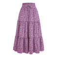 thumbnail image 4 of XIAOCHA Smocked High-Waisted Drawstring Floral Tiered Skirt for Women Flowy Casual Boho-Inspired Everyday Summer Midi Skirt, 4 of 5