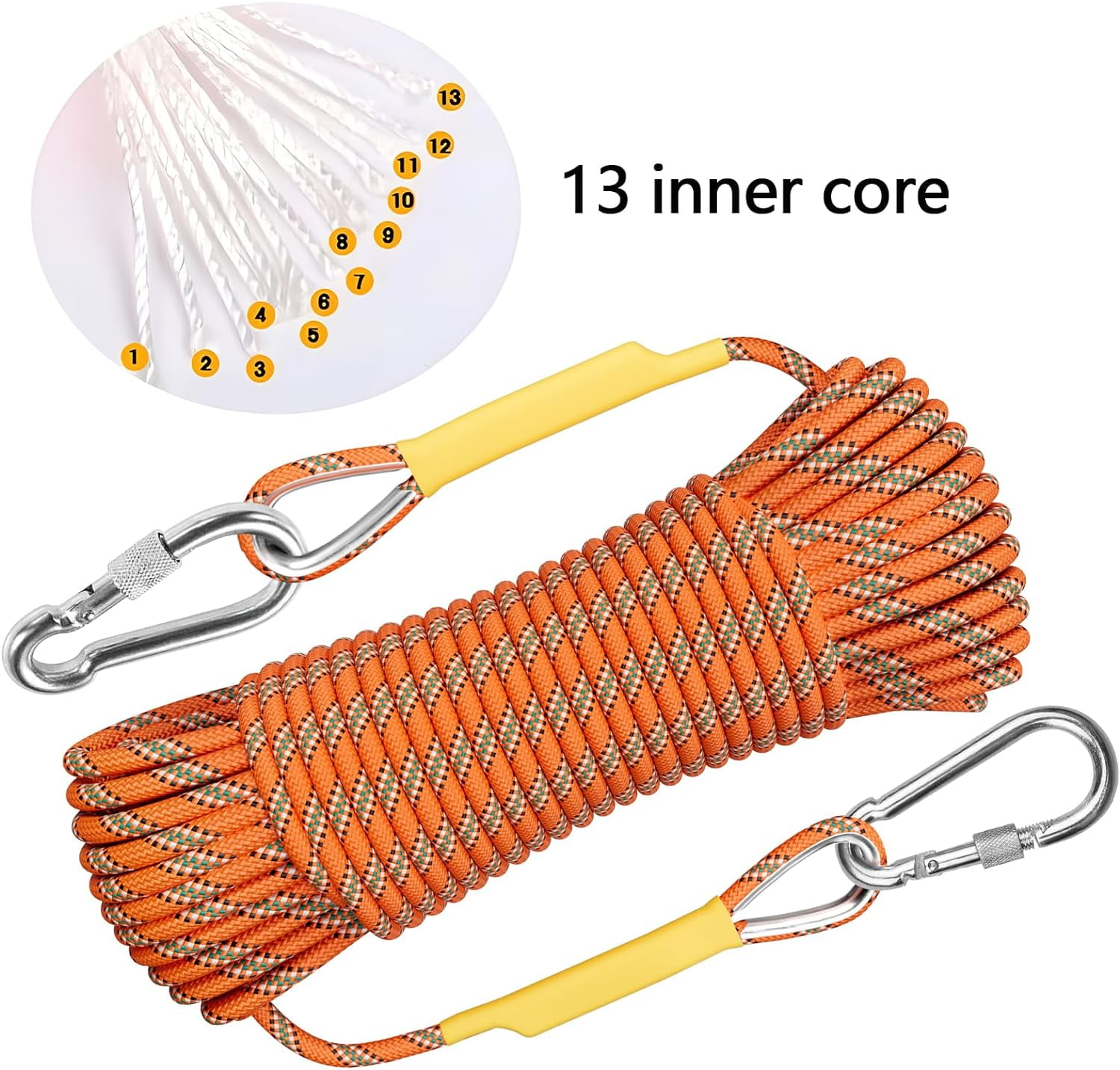 Outdoor Climbing Rope 10M(32ft) 20M(64ft) 30M(96ft) 50M(160ft) 70M(230ft) 152M(500FT) 352M(1000FT) Static Rock Climbing Rope for Escape Rope Ice Climbing Equipment Fire Rescue Parachute