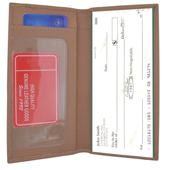 RFID Blocking Genuine Leather Plain Checkbook Cover Holder Thin ID Card Wallet Men Women