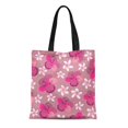 thumbnail image 1 of JSDART Sac Fourre-Tout en Toile Fleurs d'Hibiscus et Bourgeons Rétro en Rose Magenta Violet Sac à Provisions Réutilisable, 1 of 1