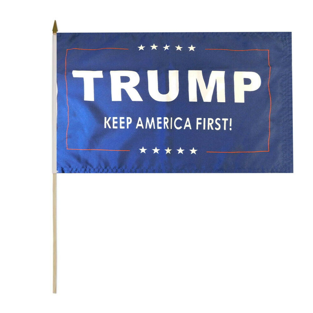5' Wood Flag Pole Kit Wall Mount Bracket 3x5 Trump Keep America First Blue Flag 