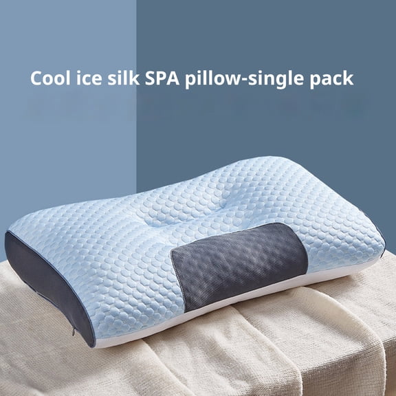 Ice Silk Cooling Pillow for Neck Support and Comfort, Ergonomic Design for Adults, Machine Washable with Soft Velvet Filling，1pc