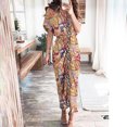 thumbnail image 1 of Robes Maxi pour Femmes Décontractées à Manches Mi-Longues Robe à Col Rond à Imprimé Floral Robe-Chemise Longueur Cheville Robe à Manches Courtes en Liquidation, 1 of 6