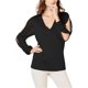 thumbnail image 1 of Blusa I-N-C Womens Illusion Surplice Pullover Negro Grande, 1 of 2