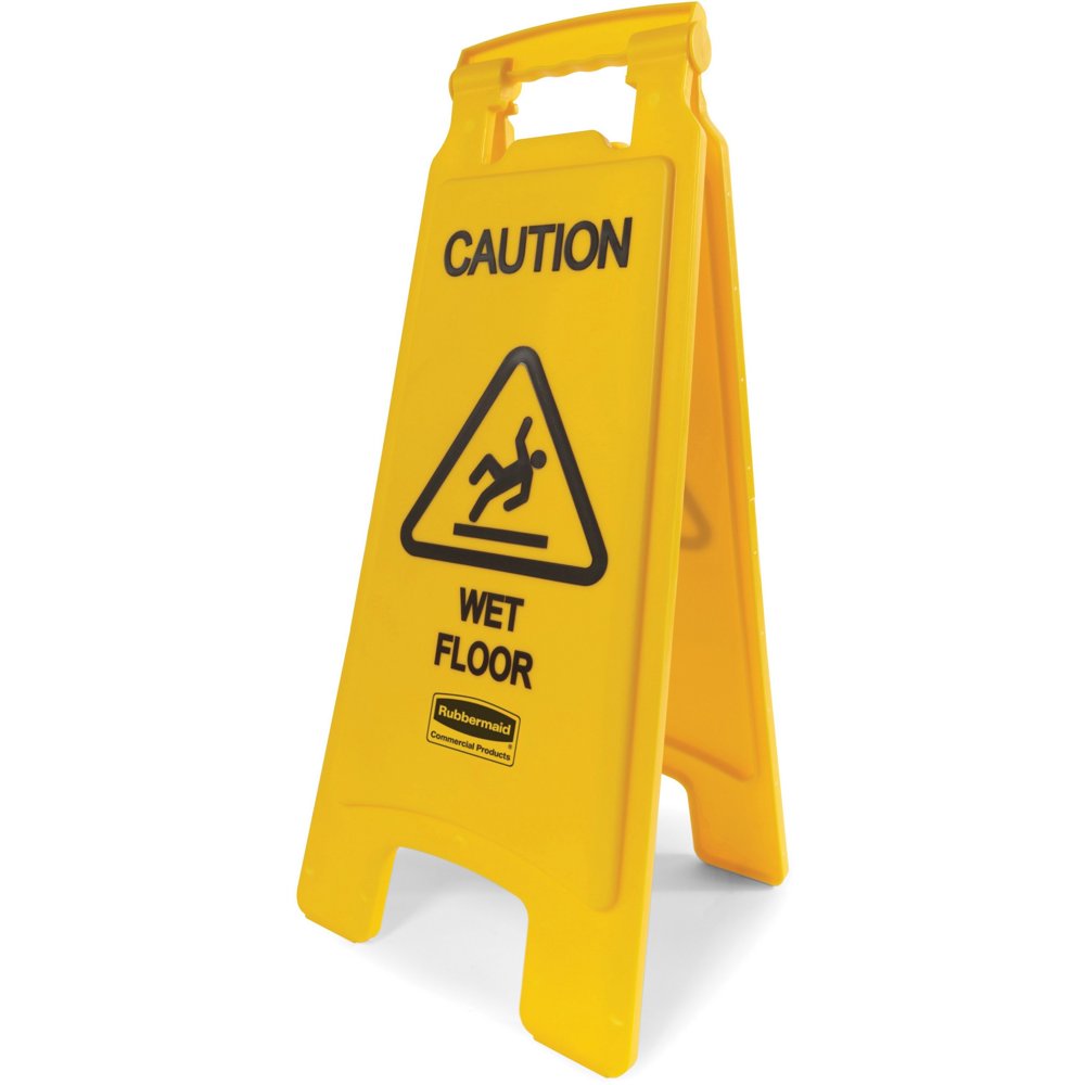 Rubbermaid Commercial, RCP611277YW, Caution Wet Floor Safety Sign, 1