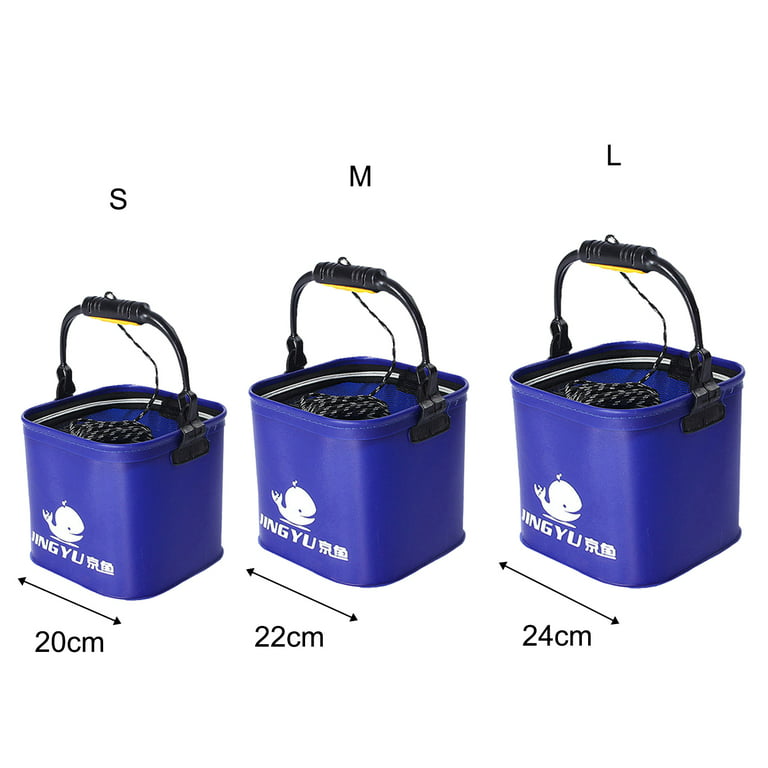 Cheers.US Portable Fishing Bucket Folding Portable Collapsible  Multifunctional Fish Live Bait Container for Fishing Outdoor Camping 
