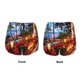 thumbnail image 3 of Gukieu Tropical Beach Candlelight Print Women's Sports Shorts with Drawstring Elastic Waistband for Running, Yoga, Fitness-Large, 3 of 7