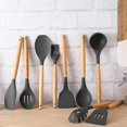 thumbnail image 2 of Heat Resistant Silicone Spatulas Set For Non Stick Pan Cookware Wooden Long Handle Spatulas Gray Rubber Spatula, 2 of 4