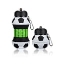 thumbnail image 1 of Vaso Plegable de Silicona con Forma de Balón de Fútbol, 550ml a 200ml, con Mosquetón, 160g, Resistente de -40°C a 200°C, 1 of 6