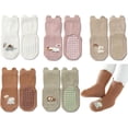 thumbnail image 3 of Exegawe Calcetines antideslizantes para niños pequeños, lindos calcetines para bebé con agarres, 5 pares, 3 of 5